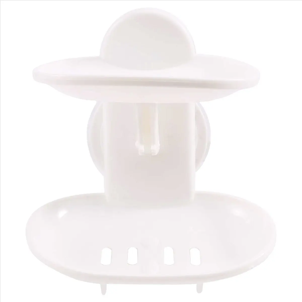 ✼Double Soap Dish Strong Suction Soap Holder Cup Tray for Shower Bathroom (White)