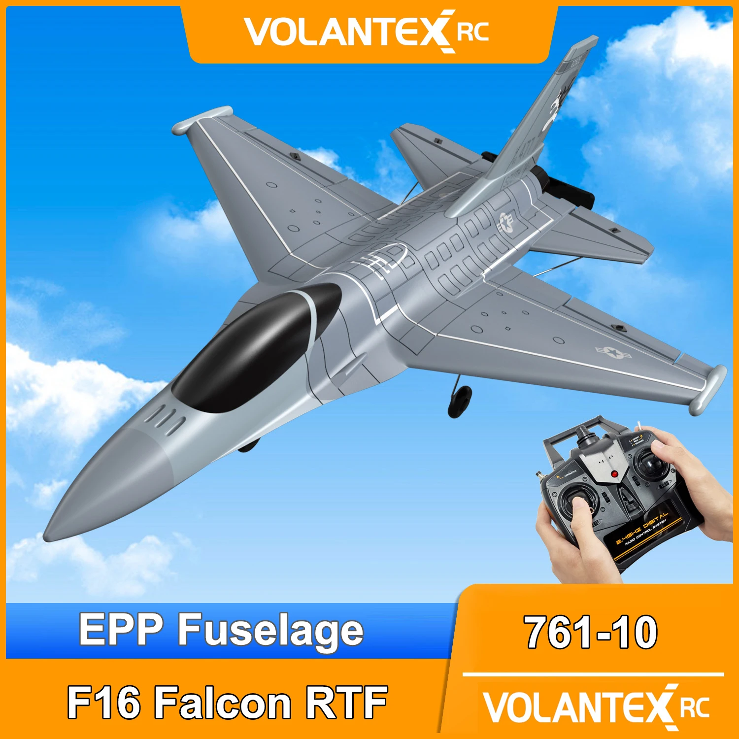 Volantexrc Jet Plane F16 Fighting Falcon 4ch Rtf With Xpilot Stabilizer Remote Control Trainer Airplane 761-10 Rc Fighter Toys