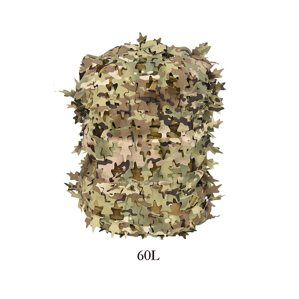 3D Bionic Leaf Shape Disguised Net Rucksackbezug 60L 80L Laser Cut Jagdrucksackbezug Fallschirmjäger – Detail 2