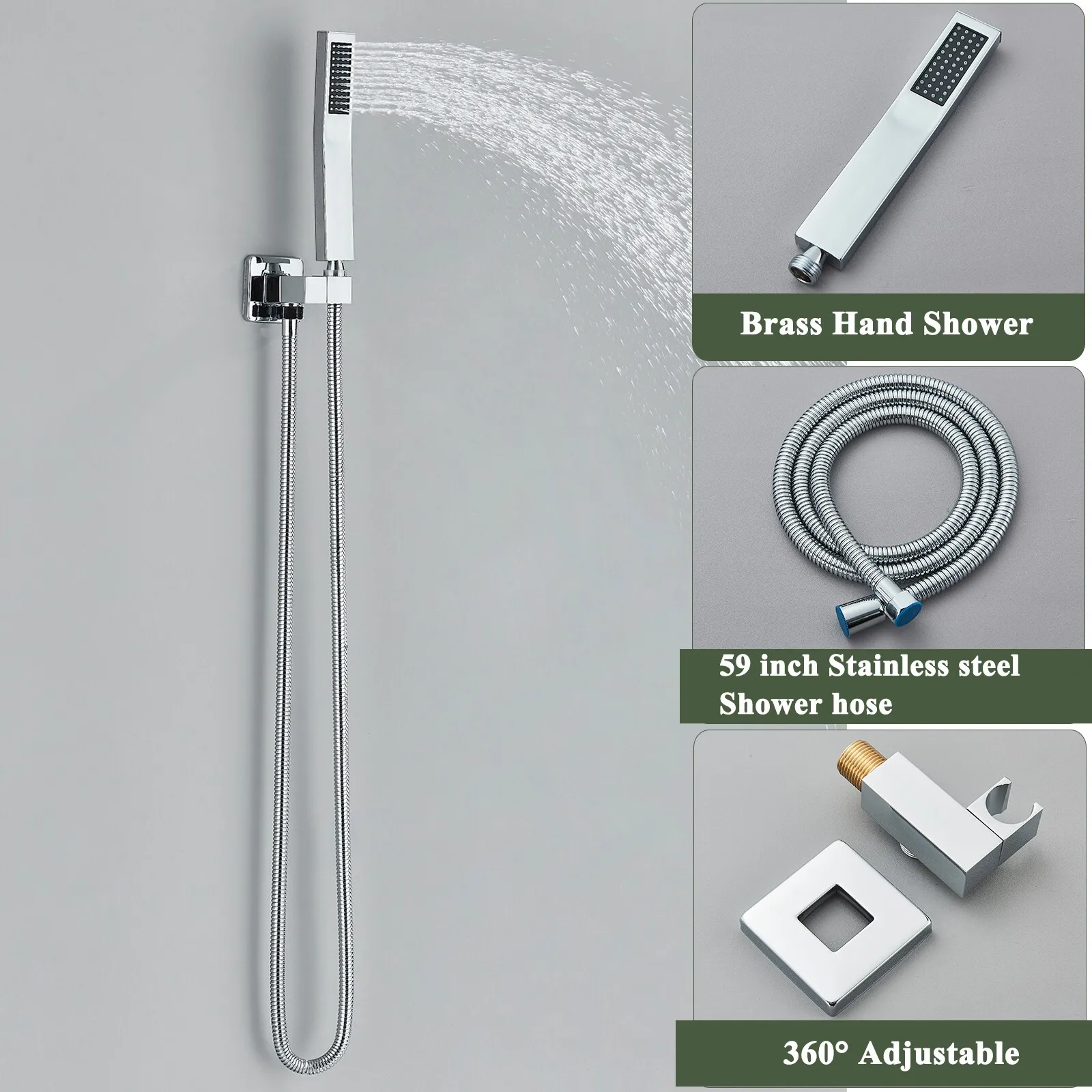 Chrome LED Shower Faucet Set w/Valve 12" Rain Shower Head Combo Tub Spout System