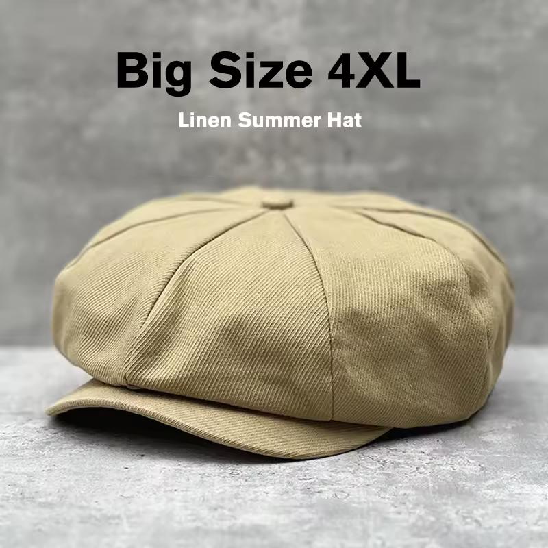 Cotton  Big Size Summer Newsboy Cap Men Twill 8 Panel Hat Baker Caps Retro Gatsby Hats Casual Cap Apple Beret for Male