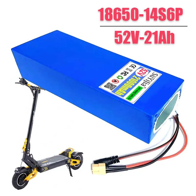 52V 21Ah 18650 Lithium Battery Pack 14S6P Built-in 50A Balanced 2000W High-power Electric Tool Backup Battery