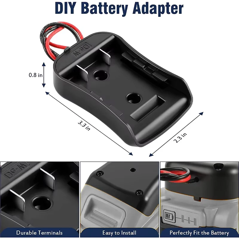 Nowy uchwyt/adapter do baterii Makita Bosch Milwaukee 18V 14.4V z złączem zasilania i przewodami 14AWG, akcesoria narzędziowe — zdjęcie 7