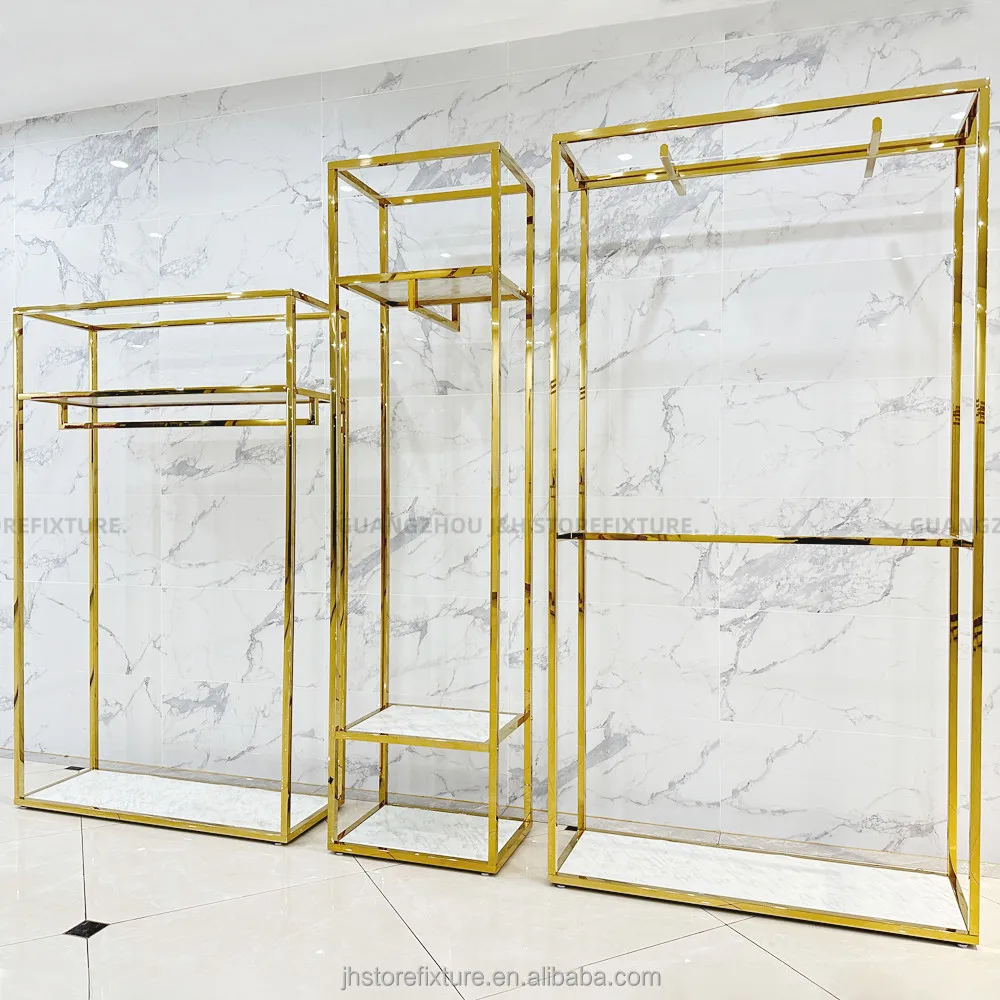 Custom.Stainless Steel Gold Clothing Store Retail Garment Kids Display Rack Shoes Display for Shop