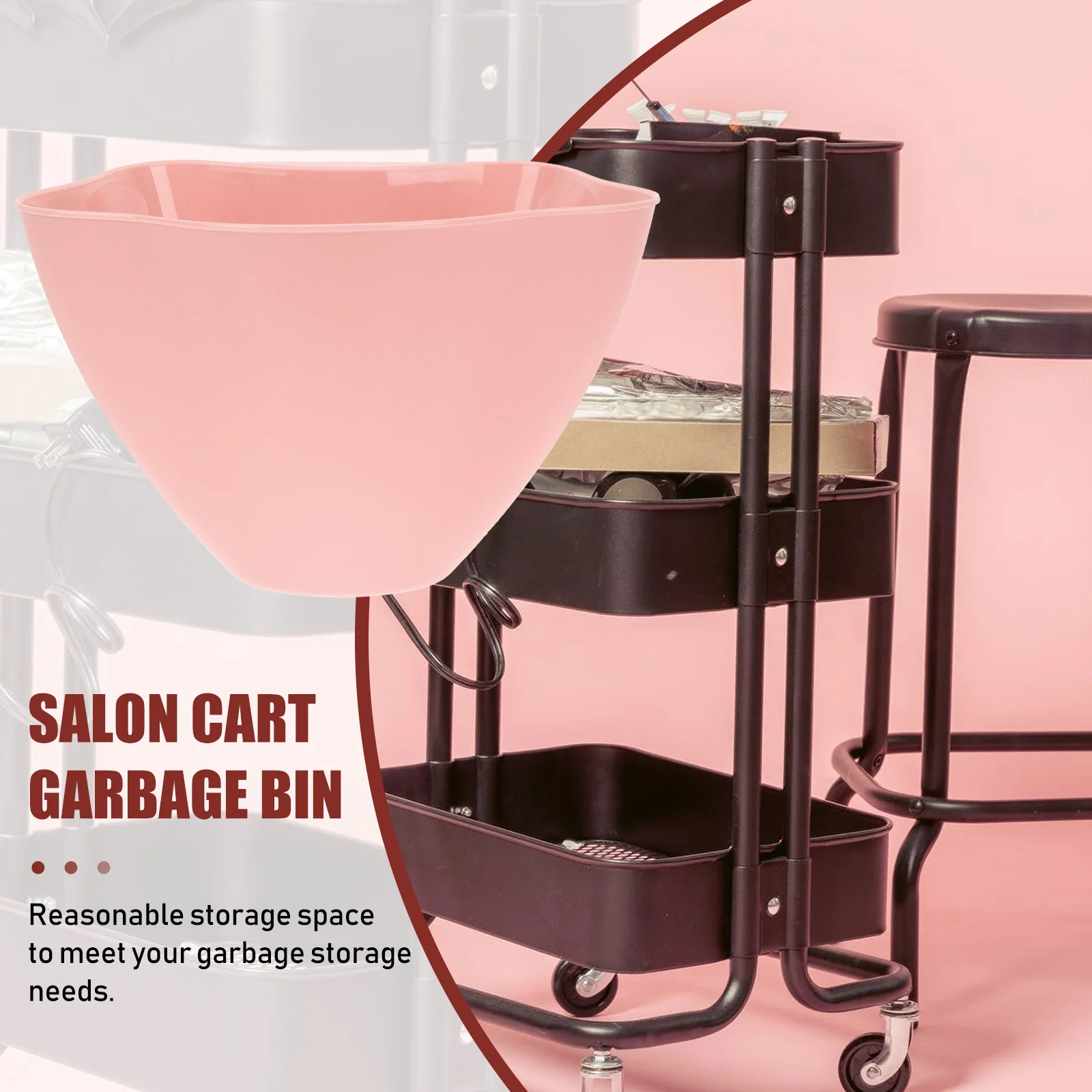 

2Pcs Salon Cart Trash Can Hanging Storage Bucket for Beauty Supplies Garbage Bin Organizer Space Saving Rubbish Container