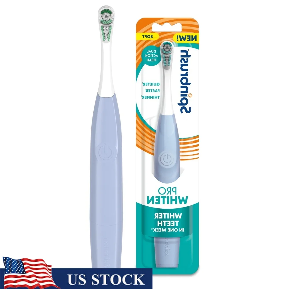 

Электрическая зубная щетка с питанием от батареи. Мягкая щетина. Отбеливание. Цветная щетина. Тихая работа. Легкий выключатель питания для взрослых.