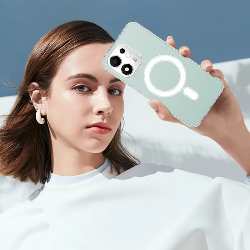 Funda Transparente de Acrílico para Huawei Honor 600 Smart X7e Plus con Imán Incorporado para Magsafe, Carcasa Transparente a Prueba de Golpes