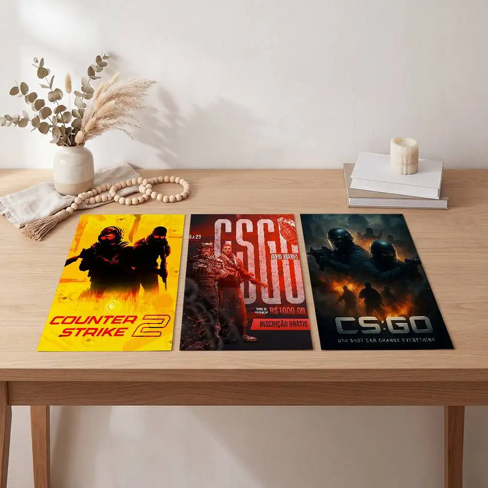 Counter-Strike CS Classic Vintage Poster Self-adhesive Art Waterproof Paper Sticker Coffee House Bar Room Wall Decor