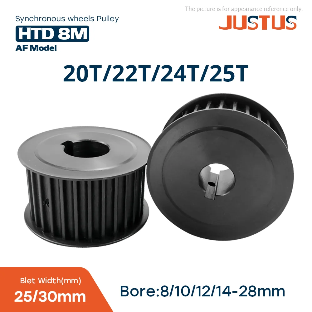 

HTD 8M 20T/22T/24T/25 Teeth Black Steel Synchronous Wheels Pitch 8mm Bore 8-28mm Slot Width 27/32mm for Belt Width 25/30mm