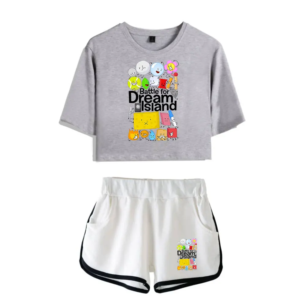 Jacknjellify BFDI Battle For Dream Island Suit Vintage 90s Merch Tops Two Piece Set Shorts+TShirt Harajuku Streetwear Trend