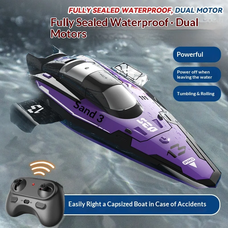 

Mini RC Boat 2.4G Dual Motor Sealed Waterproof Stunt Flip Remote Control Boat With Water Sensor For Pool Lake Pond Kids Adults
