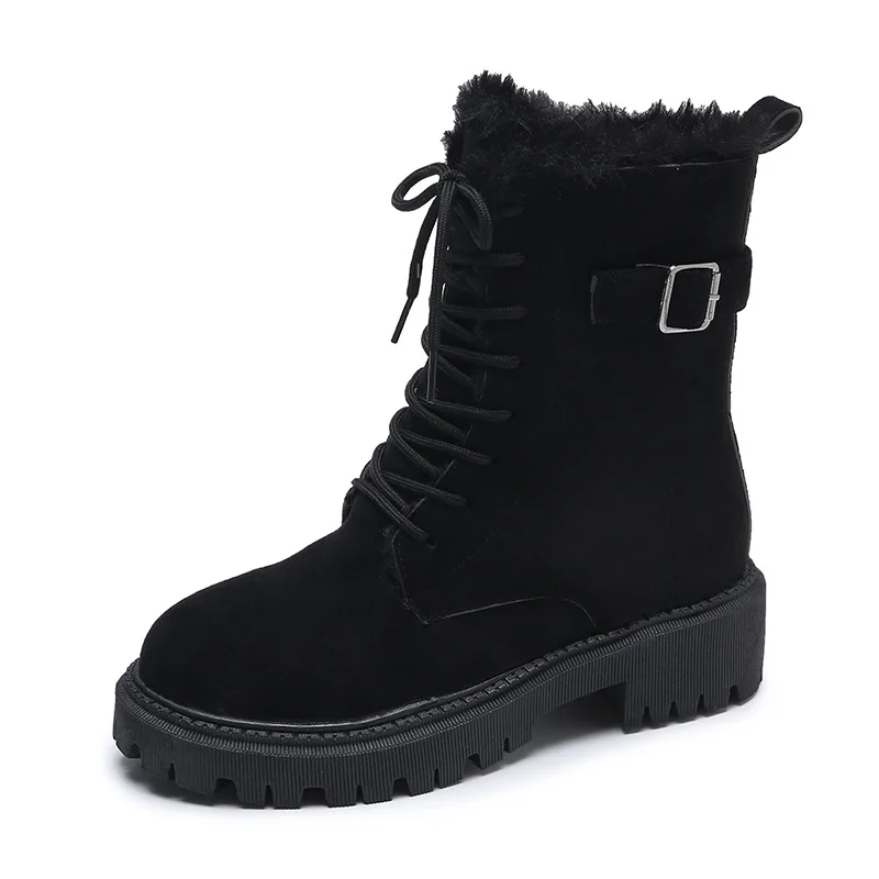 Botas de nieve con plataforma para mujer, zapatos informales de felpa gruesa, antideslizantes, con cremallera, cálidos, a la moda, invierno, 2023