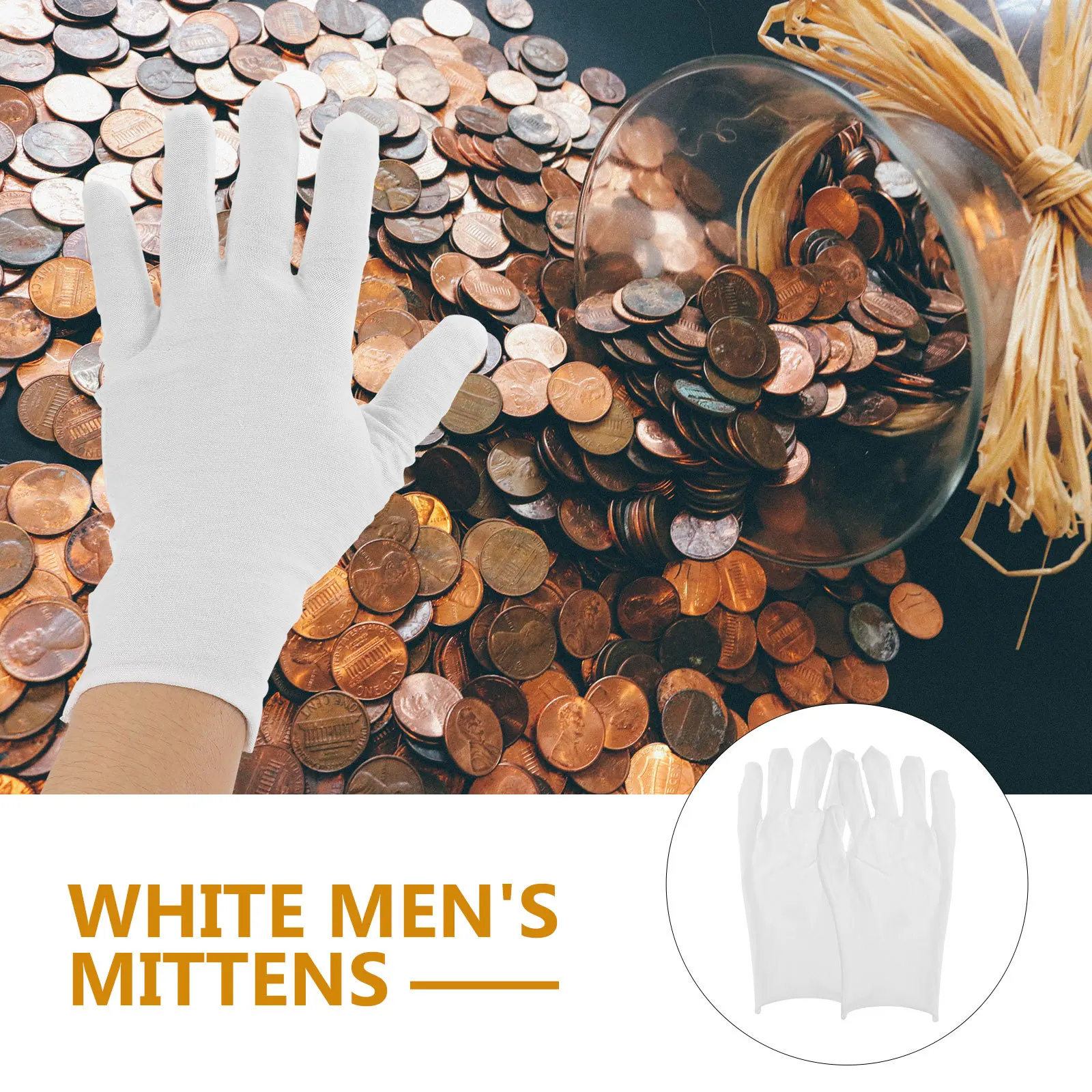 

6 Pairs For Men White Thin Work Safety Jewelry Coin Jewelry Silver Inspection Gloves Coin Inspection Art Handling Cotton Work