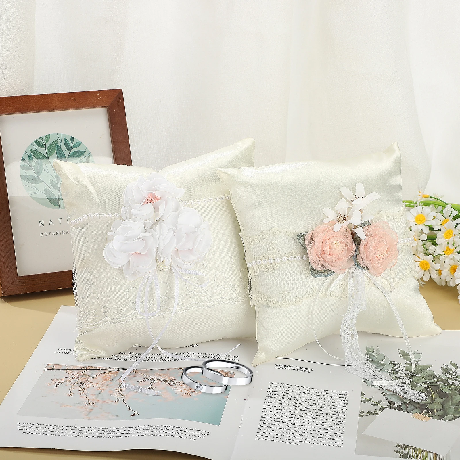 Support Cushion Ring Pillow Bearer Cushions For Lover Friend Good Gift Party Decoration Flowers Romantic Decor Pallet