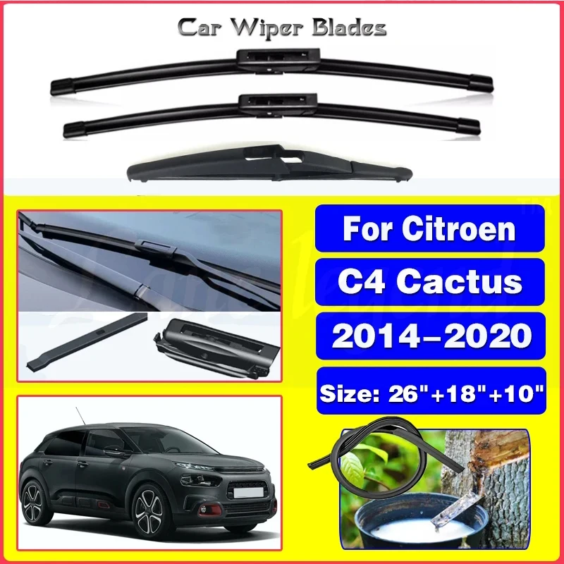 Wiper Front & Rear Wiper Blades Set For Citroen C4 Cactus 2014-2020 2015 2016 2017 2018 Windshield Windscreen Window 26\