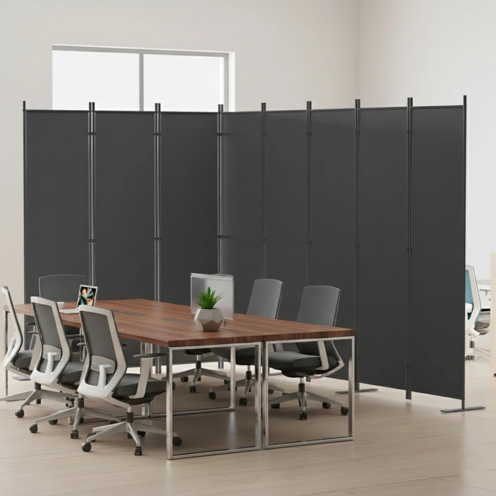 Paravent de séparation, grand, 8 panneaux, 4040 x 1800 mm, écran de protection d'intérieur, autoportant, pour bureau, chambre, salon, salle à manger, bureau d'étude - Gris