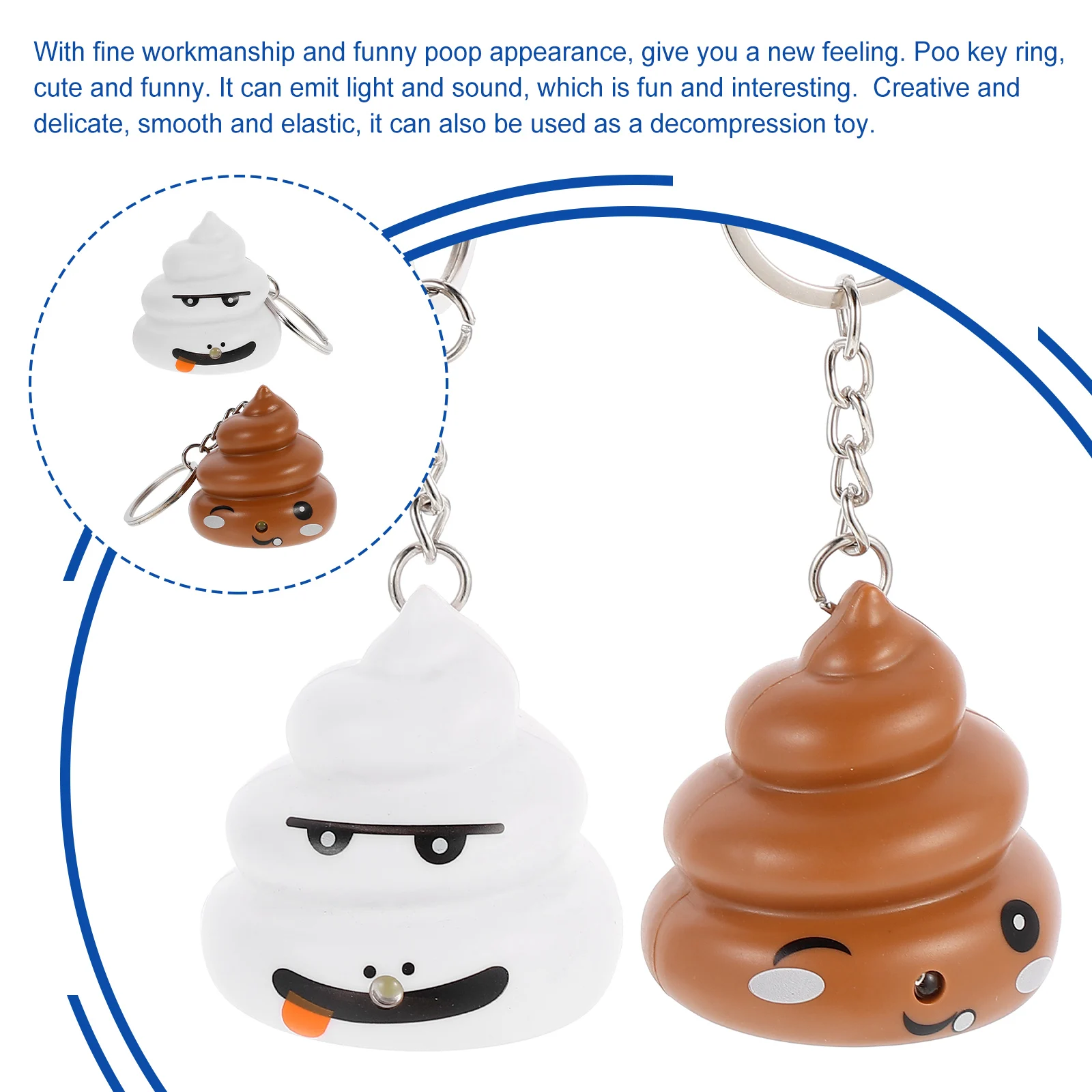 

2pcs Poop Keychains Novelty Gifts Funny Prank Toys Brown White Key Pendants Christmas Party Favors Hanging Ornaments