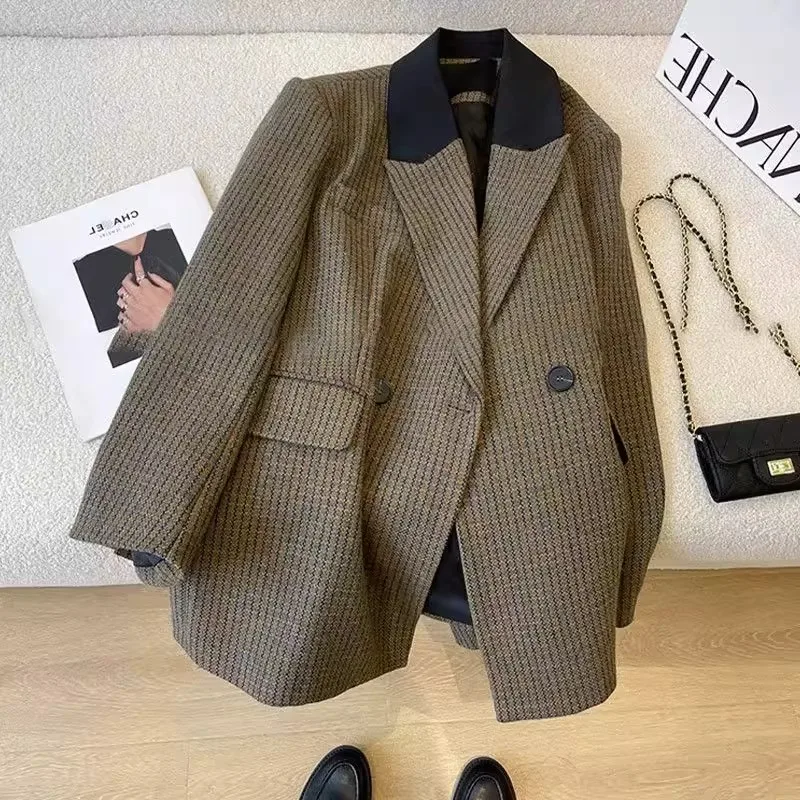 

Loose Casual Color Blo Suit Jaet for Men And Women Autumn Winter Large Size Comfortable Faionable Classic Sle Coat