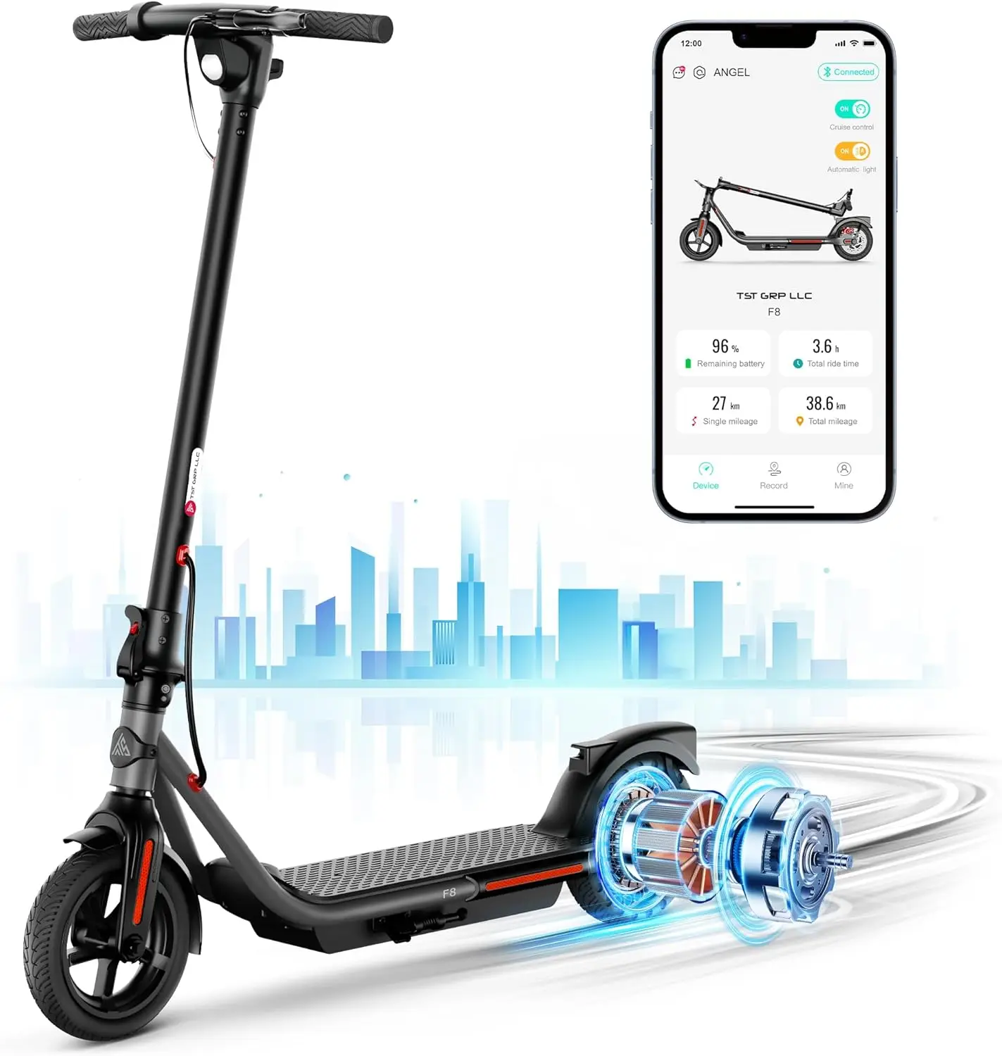 Electric Scooter for Adults, 19 Mph Foldable E Scooter, Peak 500W Motor, Long Range, 8.5