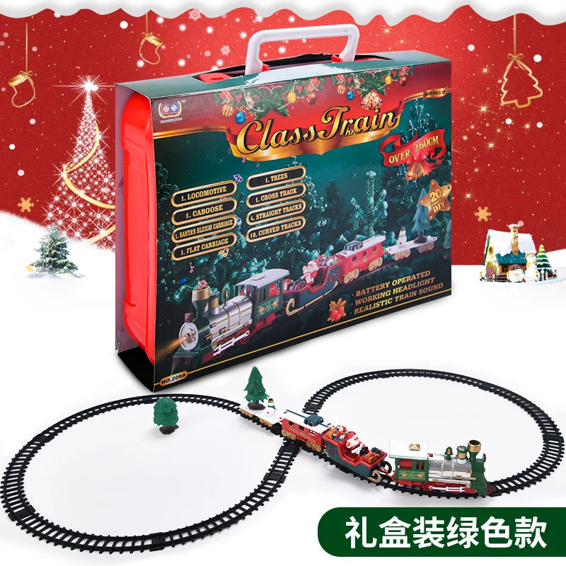 ألعاب الأطفال الأكثر مبيعًا عبر الحدود، سيارات السكك الحديدية الكهربائية لعيد الميلاد، أضواء القطار، الموسيقى، القطارات الصغيرة للتجارة الخارجية، العطلة