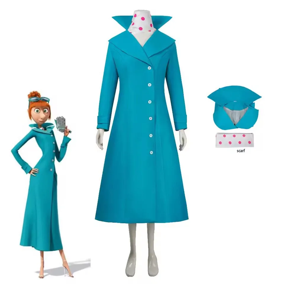 Lucy Wilde Cosplay Kostüm Blaue Lange Jacke Animierte Filme Lucy's Mantel Wome Halloween Partyn's Trenchcoat Perücke für Frau