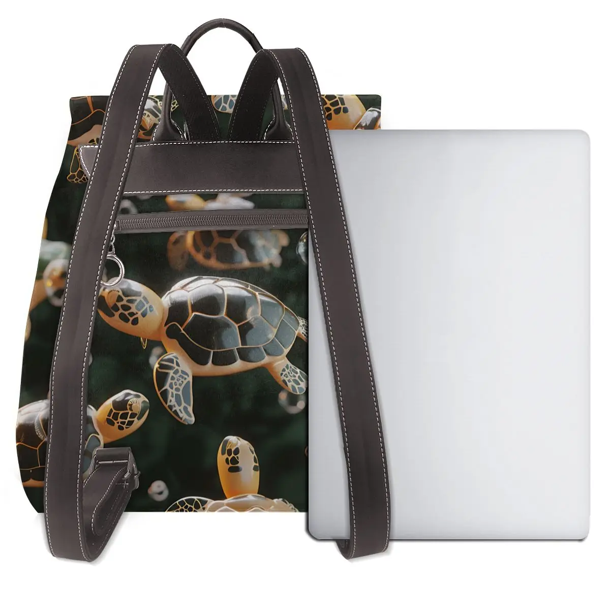 السلاحف البحرية في فقاعات أنماط ثلاثية الأبعاد حقيبة ظهر نسائية جديدة ساخنة مصممة من الجلد عالي الجودة وبسيط حقيبة ظهر ذات سعة كبيرة