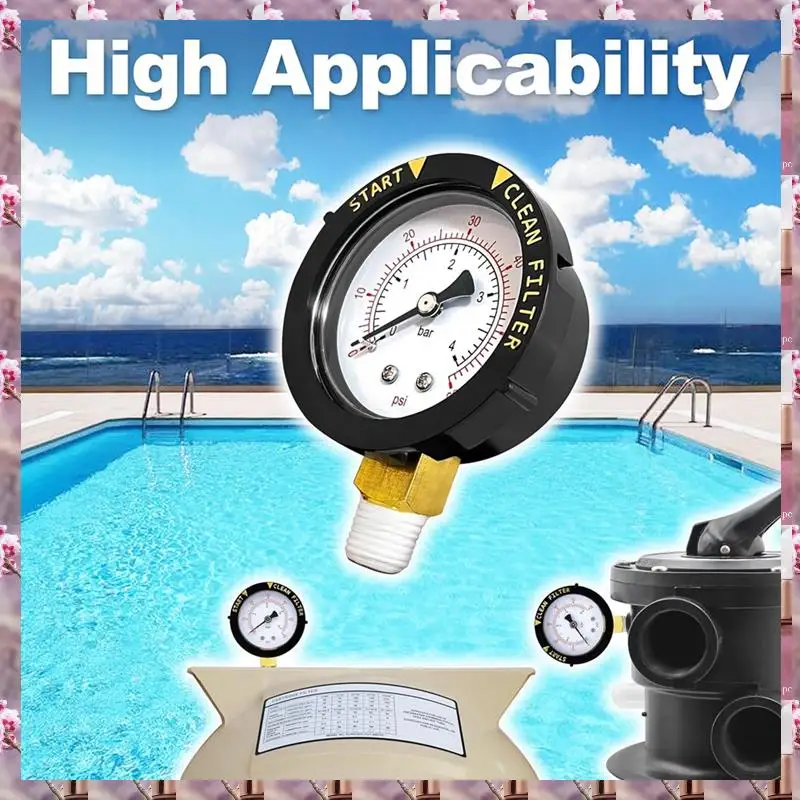 2025 190058 Manometer 0–60 PSI, Start- und Reinigungsfilter-Wasserdruckmanometer mit 1/4 Zoll NPT, unten montierter Schwimmbad, 190