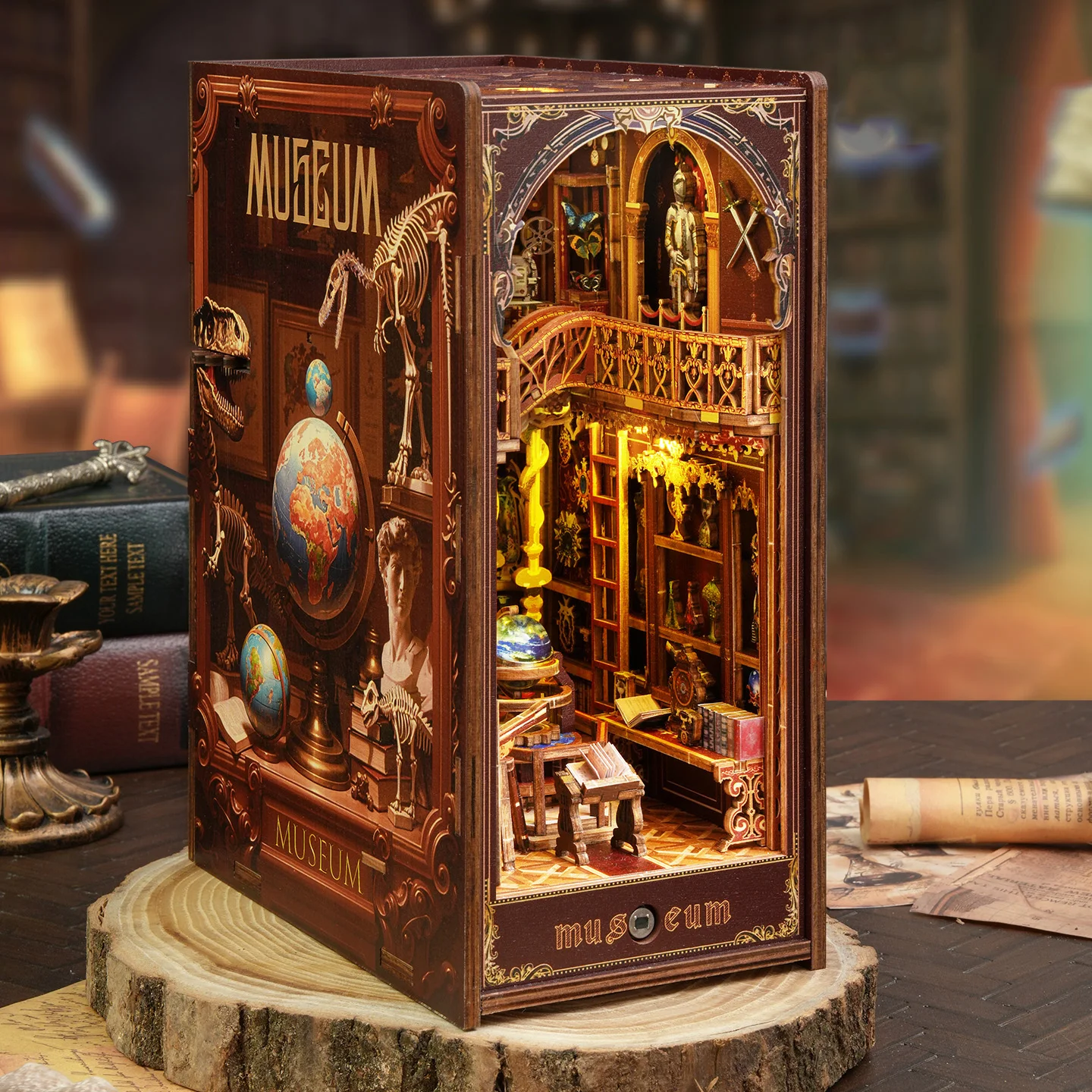 DIY Boekenhoekje Houten Miniatuur Model Kits Eeuw Museum Boekensteun 3D Puzzel met LED Licht Boekenplank voor Vrienden Verjaardagscadeaus