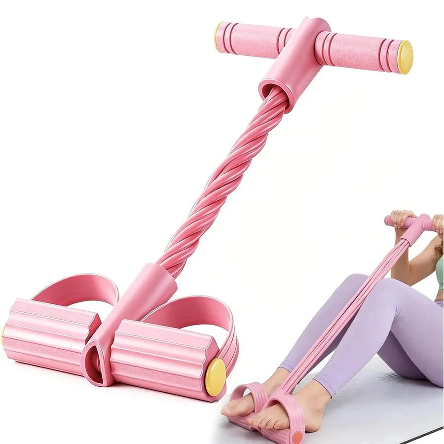4‑Tube Pedal Tension Rope Multi‑Functional Household Fitness Elastic Band for Yoga Abdominal Body Exercise