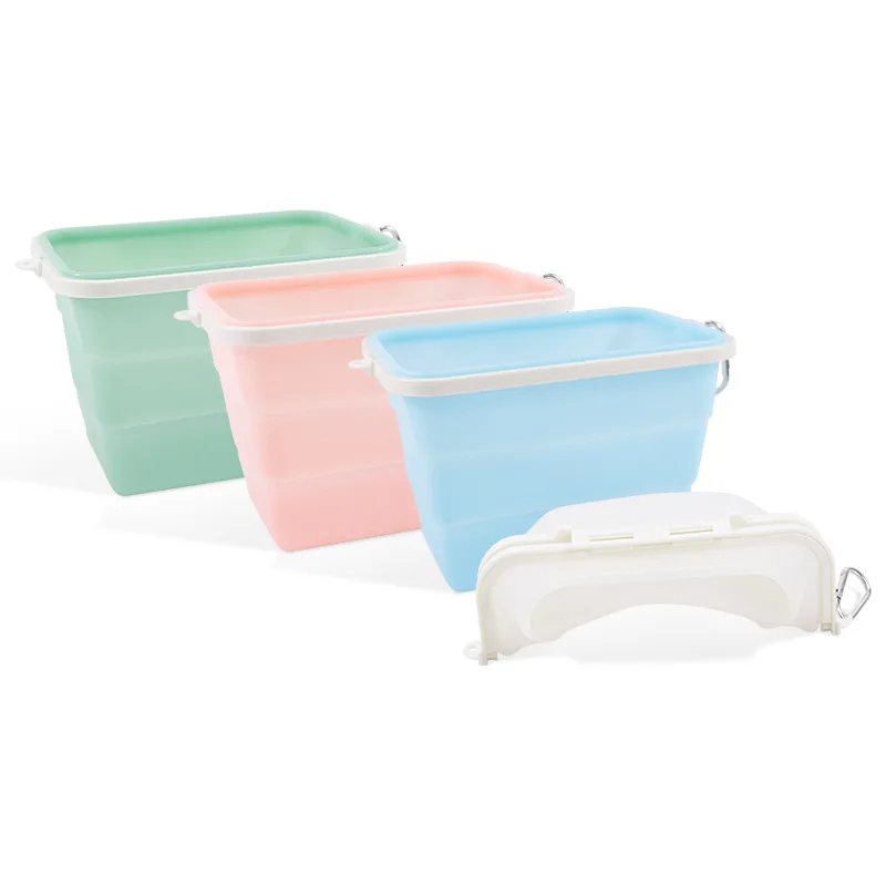 Silicone Folding Lunch Box Food Grade Fresh-Keeping Box Refrigerator Storage Box Microwave Oven Heating Bowl Bento Box Outdoor