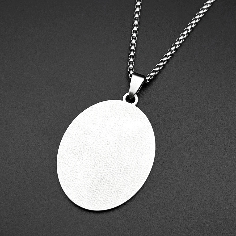 Irish Saint Patrick Protect Us Pendant Necklace for Women Men Gold Color Stainless Steel Green Enamel Oval Medal Chain Jewelry