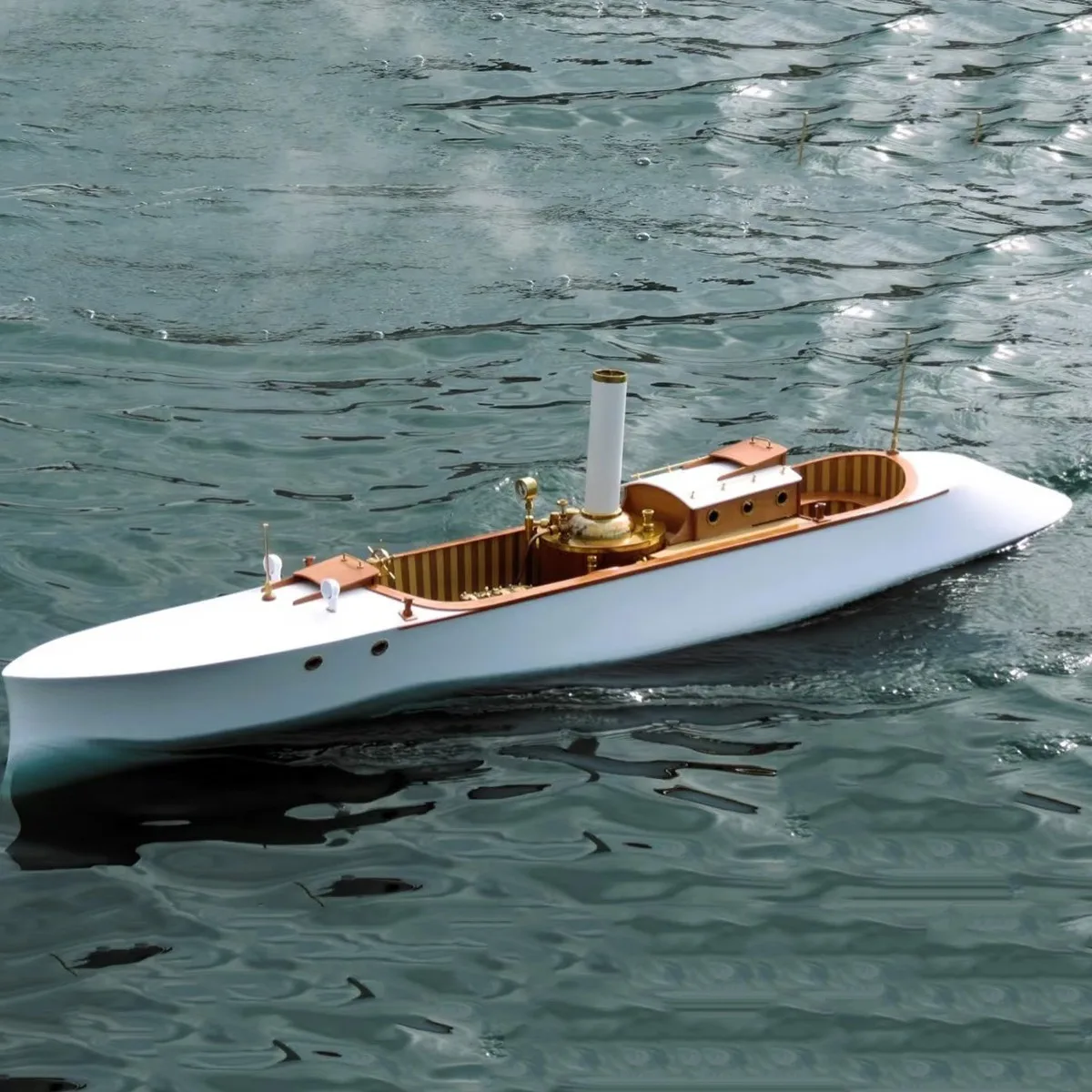 New Style 1:10 RC Boat 128cm Steam-powered Remote Control Boat Wooden Structure RC Boat Model Kit Adult Toy