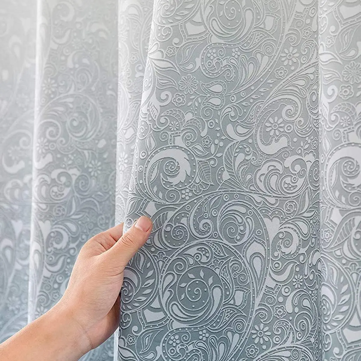 Shower Curtain Polyester Fabric MachineWashable Bathroom Curtain Anti-MouldWaterproof Bath Curtains with 12 Hooks180x200