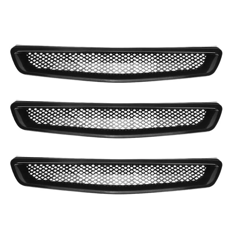 AB56-3X EK T-R Style Front Bumper Hood Mesh Grill Racing Grille For Honda Civic EK CX DX EX HX Type R 1999-2000 Glossy Black