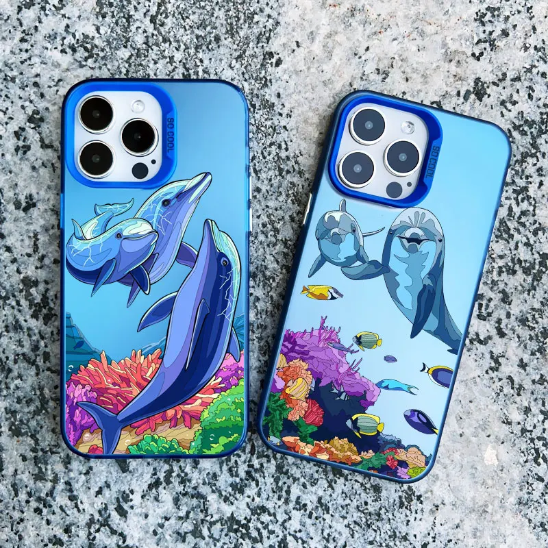 Niedliche Meerestier-Delfin-Handyhülle für iPhone 17 16 15 14 Plus Pro Max 11 12 13 Pro Max Mini Stoßfeste Laser-Rückabdeckung – Detail 8