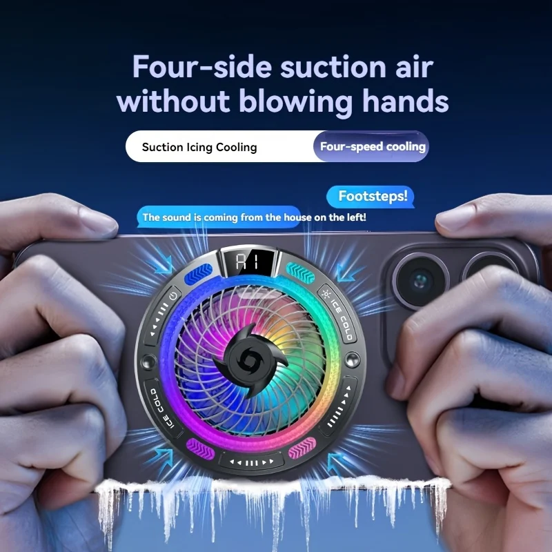 k50 Semiconductor Phone Cooler - Powerful Freezing Cooling, Digital Display, Fixable on Stand for Gaming Smartphones
