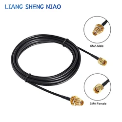 RP-SMA SMA Connector Male to Female Extension Cable Copper Feeder Wire for Coax Coaxial WiFi Network Card RG174 Router Antenna