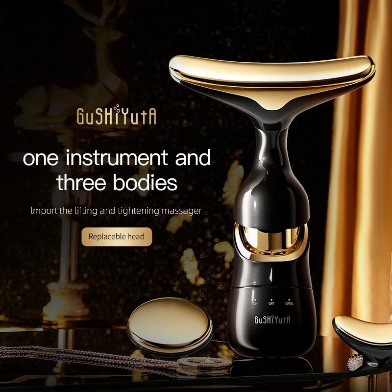 3 in 1リフティングフェイスマッサージャー、ネック・フェイシャル・アイ用電動美容器、マイクロカレントによる肌若返り、アンチエイジングスキンケアツール