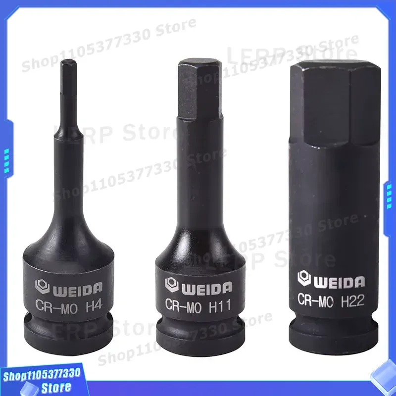 WEIDA 10pcs 1/2 Inch Chrome Molybdenum Steel Pneumatic Impact Hex Socket Set Heavy Duty Hard Box Storage OEM Customizable
