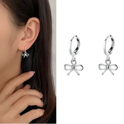 Boucle d'oreille creuse à nœud papillon pour femme, petite boucle d'oreille japonaise et coréenne, bijoux simples