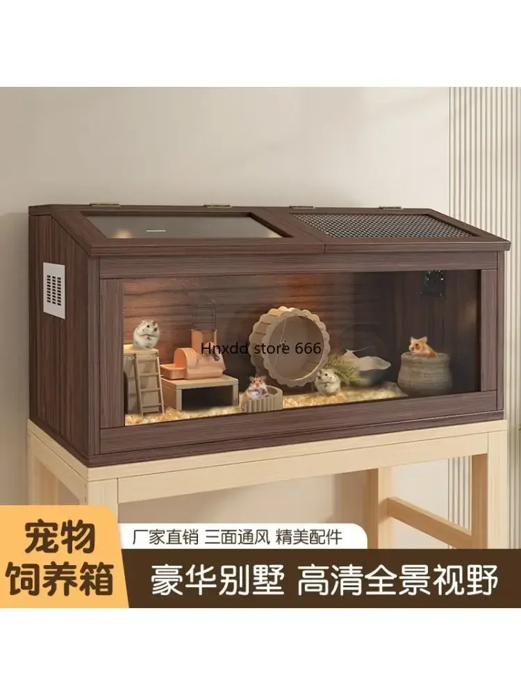Golden bear hamster feeding box wooden, luxury villa