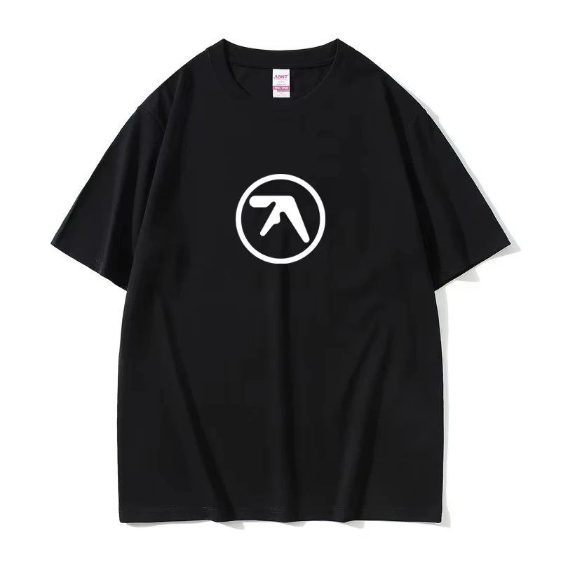 Men's hip-hop oversized T-shirt street top Aphex Twin Logo printed T-shirt women's casual cotton retro short sleeved T-shirt