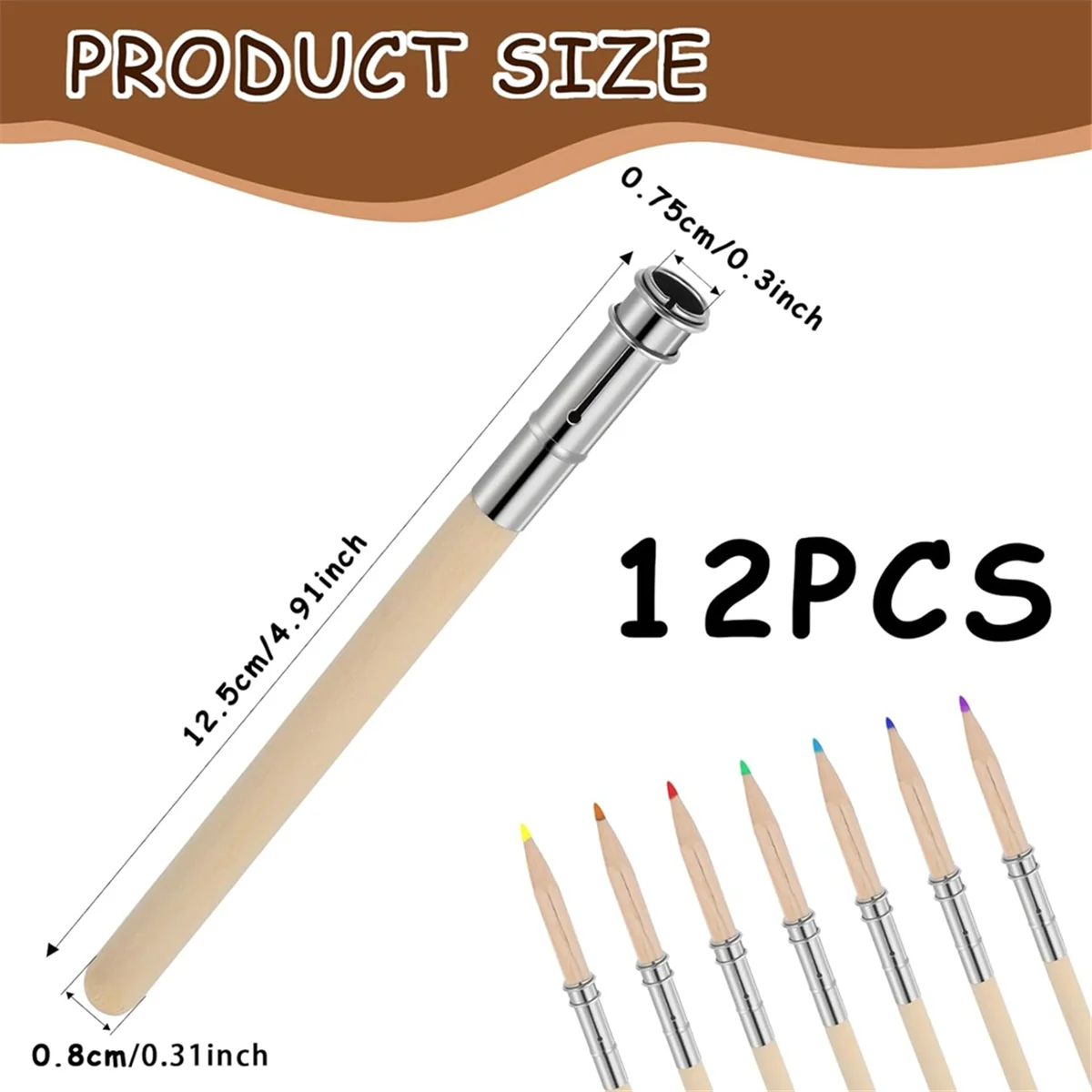 12 PCS Wooden Pencil Pencil Extenders for Artists with Adjustable Metal Handle Lengthener Pencil Pull Charcoal Holder