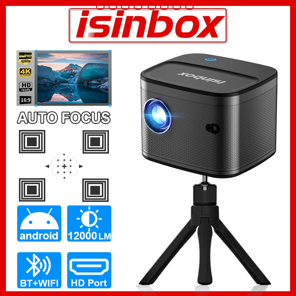 

Auto Focus Projector 4K HD Android 9.0 WIFI Bluetooth Keystone Correction Video Projectors 12000 Lumens Home Theater LED Beamer