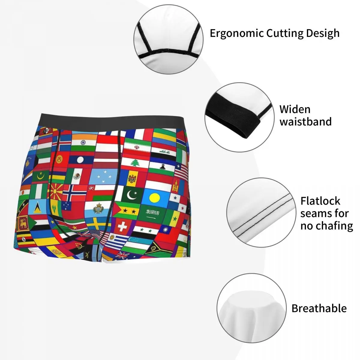 World Flags Underpants Homme Panties Man Underwear Sexy Shorts Boxer Briefs