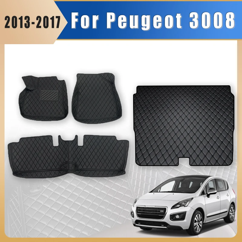 

Car Floor Mats Trunk Carpets For Peugeot 3008 2013 2014 2015 2016 2017 Foot Pads Auto Accessories Interior Products Covers Parts