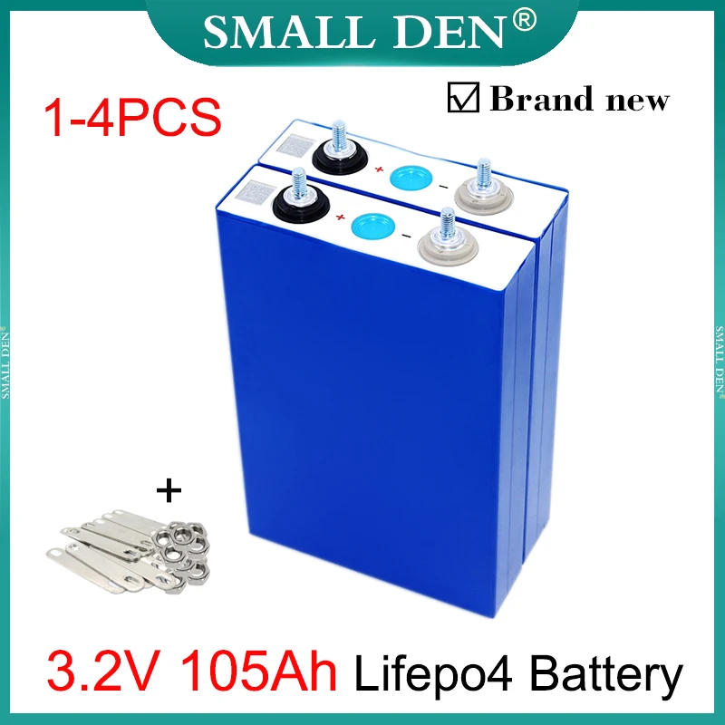 1-4PCS New 3.2V 105Ah LiFePO4 Battery 3C Discharge For 12V 24V 48V Solar Storage Hovercraft E-car Rechargeable Battery Pack DIY