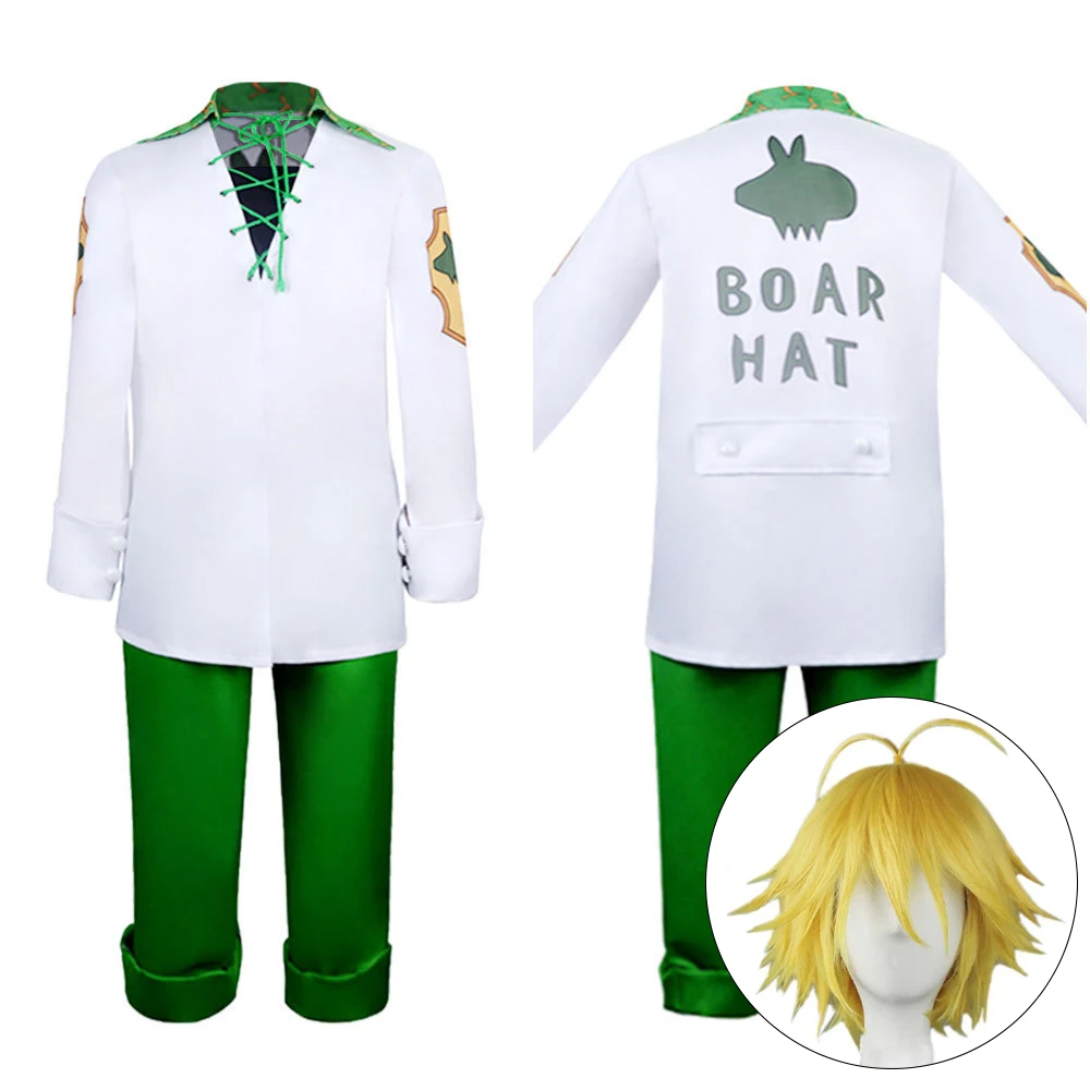 Anime Meliodas Fantasia Cosplay, Conjuntos Completos, Tops, Calças Uniformes, Fatos Adultos, Roupa de Halloween, Roupas de Festa de Carnaval