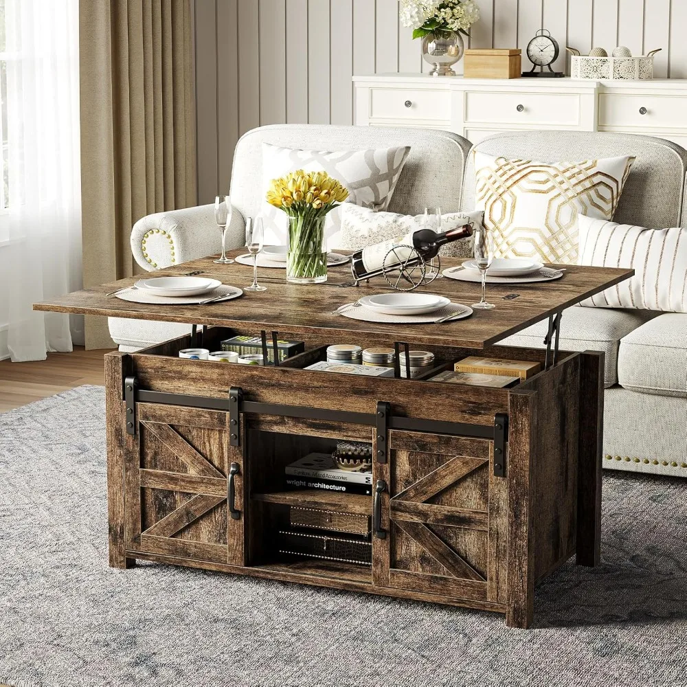 4 in 1 multi-functional convertible coffee table and hidden compartment, can realize the dining office back and forth switch