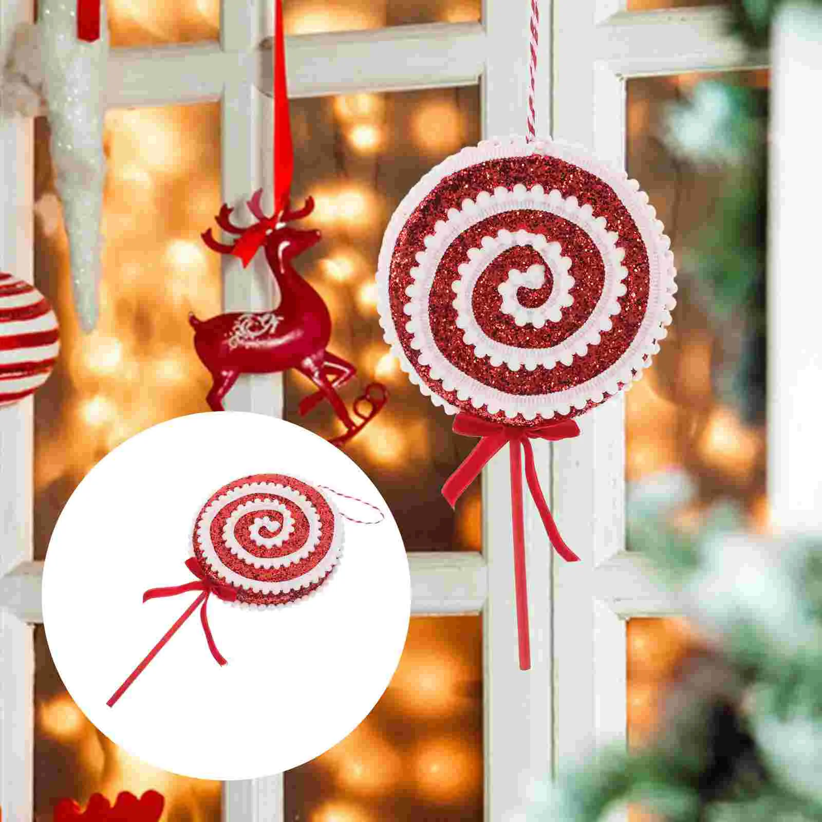 Christmas Decorations Peppermint Candy Ornament Ball Mini Tree Lollipop Craft Plush Cane Ornaments